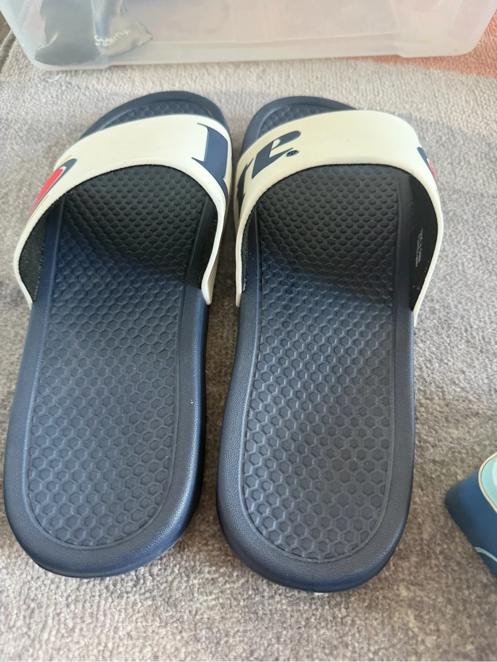 Miller Lite Men’s Slide Sandals - Navy and White Logo Strap